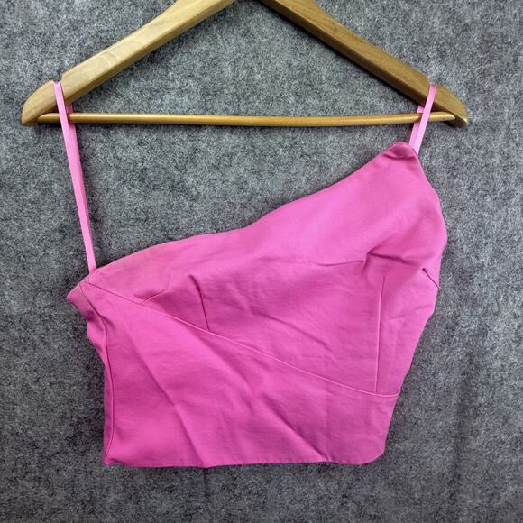 Superdown Crop Top Womens Small Pink Asymmetrical Y2K Style Barbiecore Clubwear - Picture 1 of 7